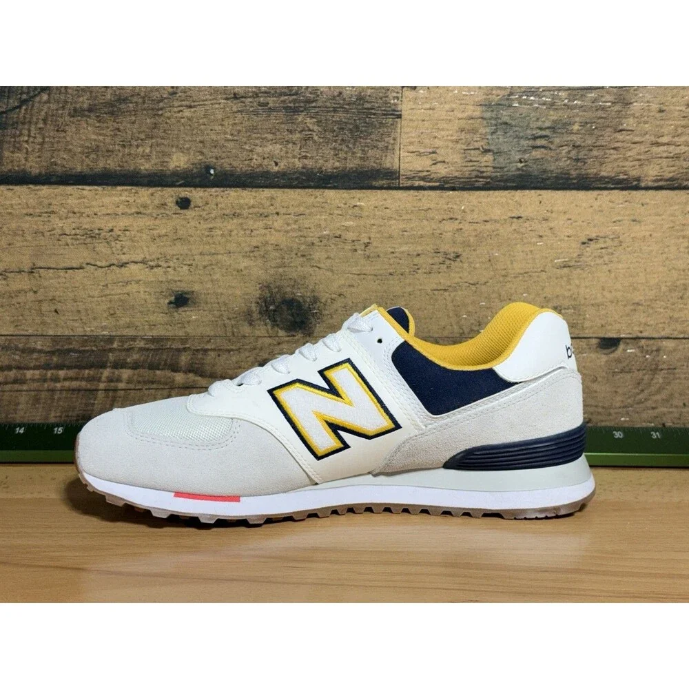 🔥 NEW- New Balance Classics 574 Men's Shoes Sz 10 Grey/Yellow/Navy $247 Retail